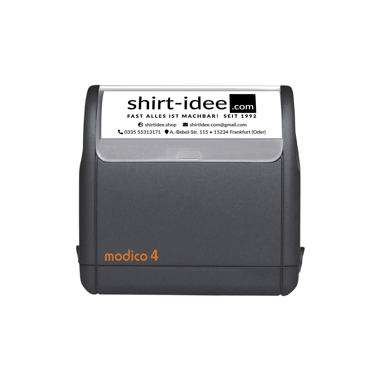 individueller Bürostempel - modico 4 - 57 x 20 mm - shirtidee.shop