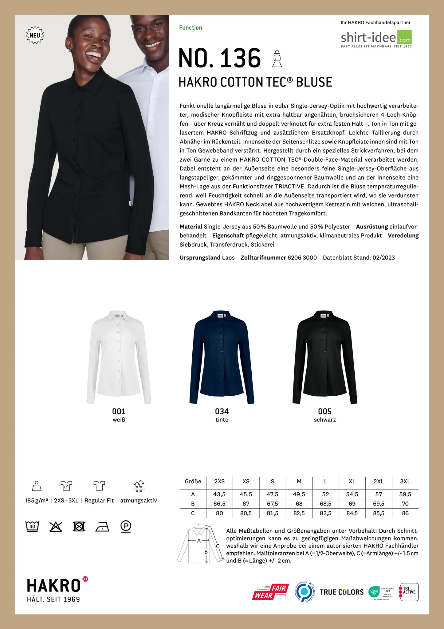 NP - 136 - Damen Cottontec Bluse - shirtidee.shop